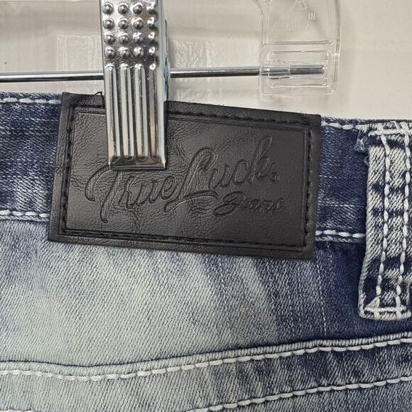 True Luck Classic Stretch Men Straight Jeans Size 38x32 - Picture 7 of 10